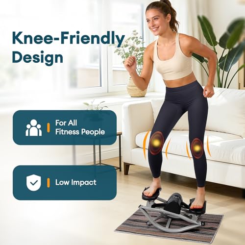 Rock Fitness Stepper, Lateral Step Rocker Side to Side for Exercise at Home with Resistance Bands & Non-Slip Mat - Exercise Step Balance Board Workout Machine for Home Apartment Dormitory