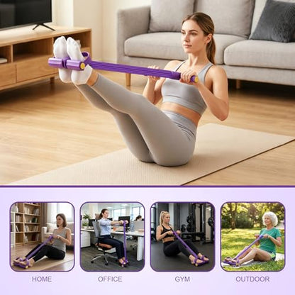 Multifunctional Pedal Resistance Band with Handle,6/8/10 Tubes for All Weights,Upgrade Heavy-Duty Stretch for Full Body Workouts. - color: Purple 8 tubes