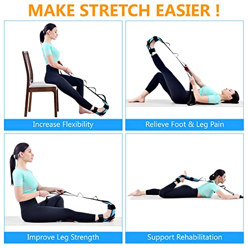 Foot & Calf Stretching Kit-Foot Rocker, Stretching Strap & Spiky Massage Ball-Effective Pain Relief for Plantar Fasciitis, Achilles Tendonitis, Tight Calves & Hamstrings-Instructions Included…