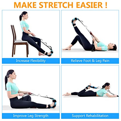 Foot & Calf Stretching Kit-Foot Rocker, Stretching Strap & Spiky Massage Ball-Effective Pain Relief for Plantar Fasciitis, Achilles Tendonitis, Tight Calves & Hamstrings-Instructions Included…