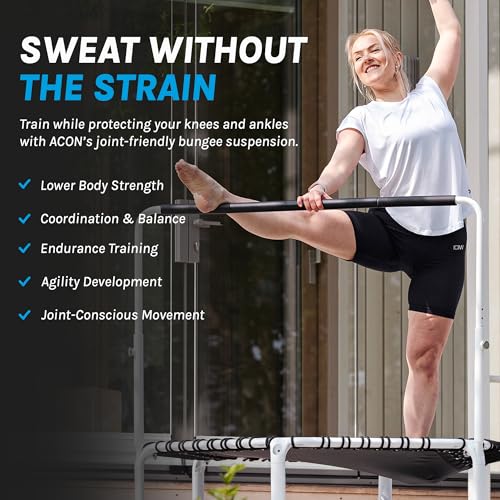 ACON FIT 55" Hexagon Mini Trampoline with Balance Handle for Adults, 300 lb - color: Black