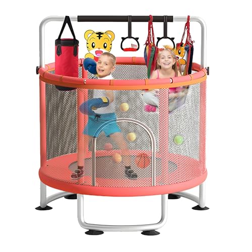 60'' Indoor Outdoor Rebounder Trampoline for Kids, 5 FT Recreational Toddler Trampoline with Safety Enclosure Net Gifts with Basketball Hoop Dartboard Ocean Bal