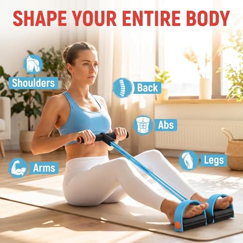 Upgraded Durable 6-Tube Pedal Resistance Strap with Handle, Natural Rubber Fitness Resistance Strap, Multifunctional Fitness Strap, Suitable for Abdominal, Waist, arm, and Leg Shaping Training