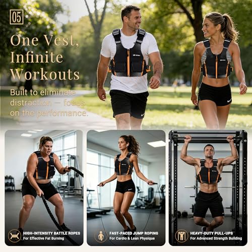 Fitness Equipment - Adjustable Weighted Vest, Workout for Walking, Running, Rucking, Strength Training & Cardio, Reflective Slim Fit for Women & Men, Home Gym Exercise Gift