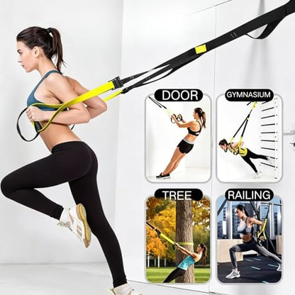 Home Suspension Straps Training Kit, Resistance Trainer Exercise Straps with Handles,Portable Gym Workout, For Strength Training, Full Body Exercise Equipment