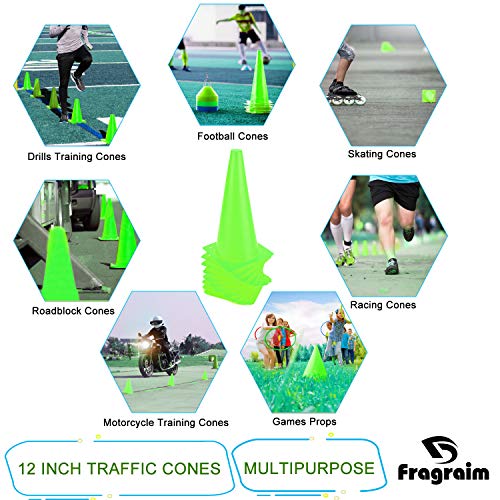12 Inch Traffic Training Cones, Plastic Safety Parking Cones, 6 Colors - color: Green, Set of 12