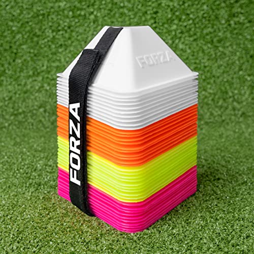 FORZA 2-Inch Mini Tri Training Cones | 40 Pack | Drills & Training | Multi Sport Use - Soccer, Hockey, Football Training | with Carry Strap