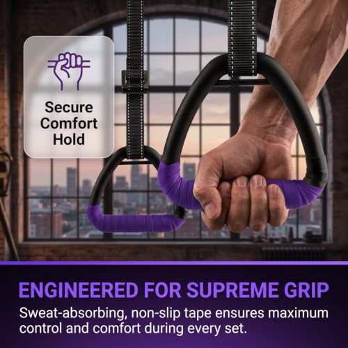 Gymnastic Rings, Gymnastic Rings Equipment, Pull-up Gymnastic Rings, Home Gymnastic Rings no-Punch bar Lanyard for Training Workouts - color: Purple