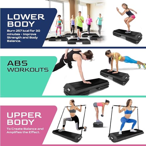 Yes4All Multi-Functional Aerobic Step Platform Adapter/Versatile Stepper Platform With Pilate Bar And Resistance Band