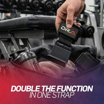 Dr. Arthritis Doctor Developed 3-in-1 Lifting Straps, Hooks & Wrist Wraps - Switch Between Modes in Seconds - Heavy Duty Grips for Bodybuilding, Powerlifting, Deadlifts, Pull-Ups & Rows (Pair, Black) - color: Black