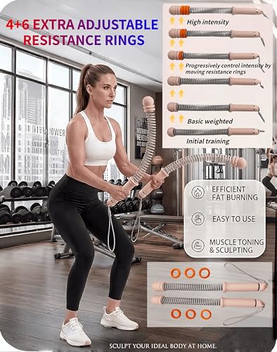 Adjustable Cordless Battle Rope-17.3" Portable Weighted Fitness Rope with Removable Resistance Rings for Home Gym, HIIT & Strength Training Calorie Burn&Low-Impact Cardio for Men Women(2PCS Pink)