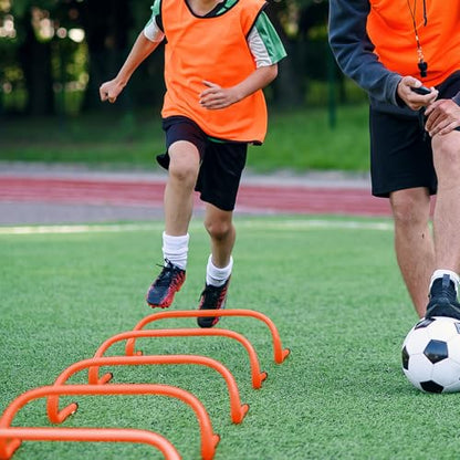 Agility Training Equipment Soccer Speed Training Includes 4 Adjustable Soccer Agility Poles 4 Agility Hurdles 6 Soccer Cones for Youth Adults Athletes Football Soccer Training