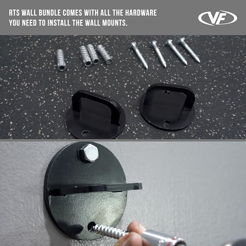 Valor Fitness Resistance Bands - 5lb to 25lbs - Carabiners Attached & 2 Bands per Weight Option with Handles– Sheath Covered - Strength Training New Compact 39" Design - Wall Door Rack Mount Options - color: Black -RTS-WALLattb