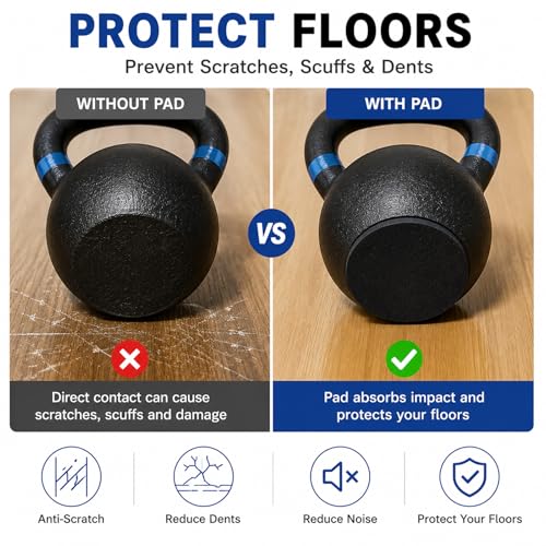 Kettlebell Mat, Self-Adhesive Non-Slip Bottom Mats, Noise Reduction Anti-Scratch Floor Protector Pads for Home Gym Fitness Weight Lifting (Large: 4.72 inch (12cm) Diameter) - size: Large: 4.72 inch (12cm) diameter