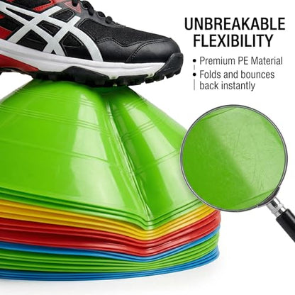 Sport Disc Cones 10 Pack, 5 Colors (Red, Orange, Yellow, Green, Blue), PE Material, for Soccer, Basketball, Skating and Agility Training