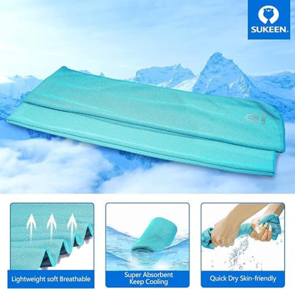 Sukeen Cooling Towel (40"x12"), Soft Breathable Cooling Towels for Neck and Face, Chilly Sweat Towel, Neck Cooling Wraps for Gym, Yoga, Sports, Camping, Hiking - color: Dark Blue/Grey/Pink/Lake Blue/Black/Green/Brown/Purple/Blue/Dark Grey