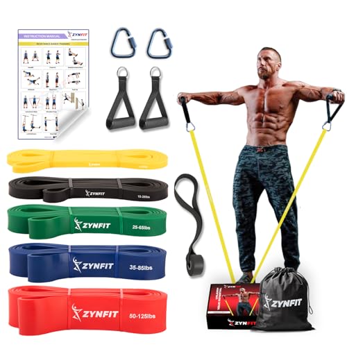 Pull Up Bands, Resistance Bands Set with Door Anchor, 5-Level Pull Up Assistance Bands for Working Out, Workout Bands for Home Gym - color: Multicolor with handles
