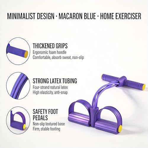 Pedal Resistance Bands with Handles, Upgrade 6-Tubes Manual Tension Training Pedal, Natural Rubber Foot Pedal Resistance Bands, Multifunction Fitness Bands for Abdomen, Waist, Arm, Leg - color: Purple