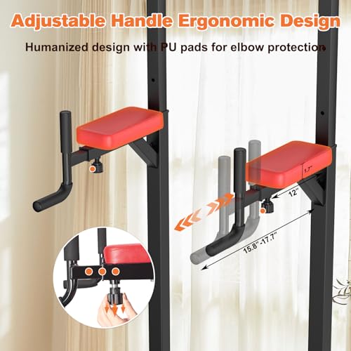 RELIFE REBUILD YOUR LIFE Pull Up Bar Free Standing Power Tower for Home Gym - color: RED
