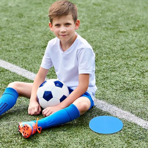 DOITOOL 12pcs Football Training Markers Flat Discs Non-Skid Ground Spot Cones 10cm Multi- for Agility Drills Soccer Field Practice