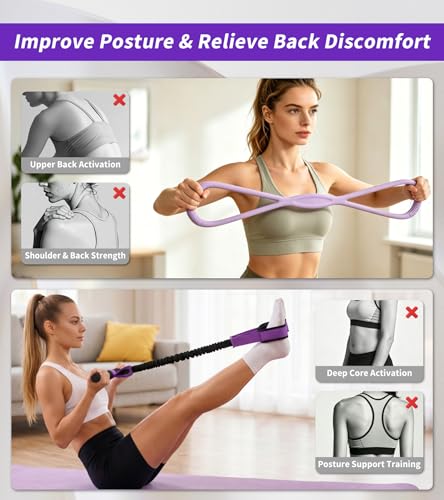 3 Pcs Fitness Resistance Bands Set, Pedal Sit Up Exercise Band with Handles and Figure 8 Bands for Strength Training, Stretching, Home Workout