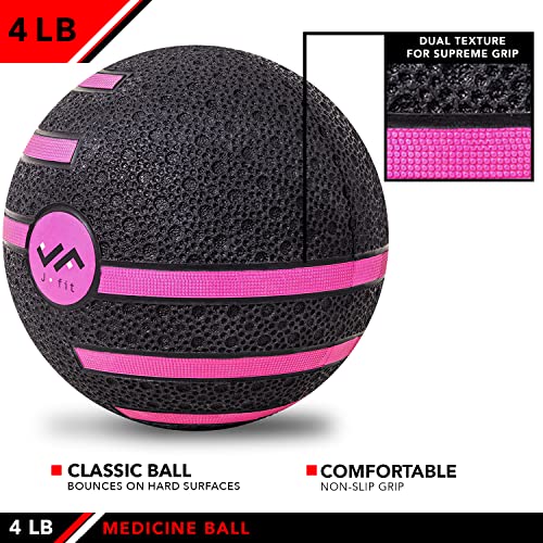 JFIT Dual Texture Medicine Ball – Weighted Exercise Ball for Strength, Core & Functional Fitness Training