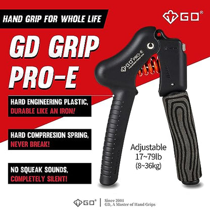 GD Grip Strength Trainer (Premium Adjustable Grip Strengthener for Forearm Training) Wrist and Forearm Strengthener
