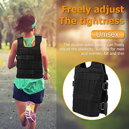 Maxmartt Pocket Weighted Vest for Men and Women 50KG Oxford Cloth Adjustable Workout Weight Vest Strength Training Vest Training Weighted Jacket (Without Plates Weights)