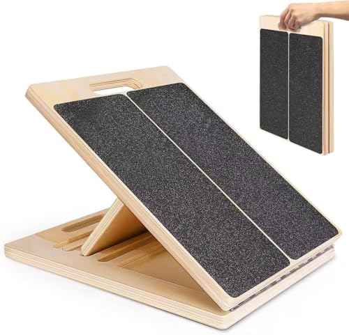 Slant Board for Calf Stretching Adjustable Portable Wooden Incline Board - Calf Stretcher for Squats, Physical Therapy & Pilates - 300Lb Weight Capacity for Calf, AnkleHeel, Knees Leg Support