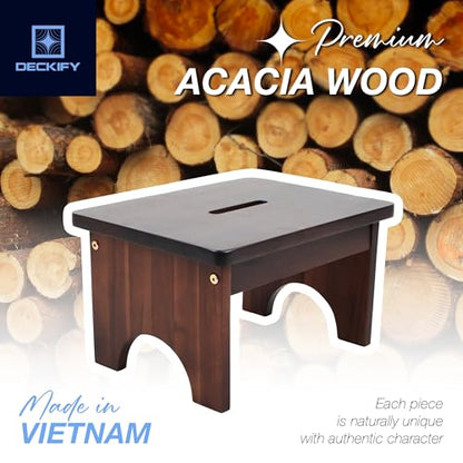 Premium Wooden Step Stool for Adults, Small Acacia Wood Stepping Stool, Non-Slip 1-Step Bedside Stool for Bed & Bathroom, 600 lbs, Portable - 9 Inch - size: 9.0 Inch