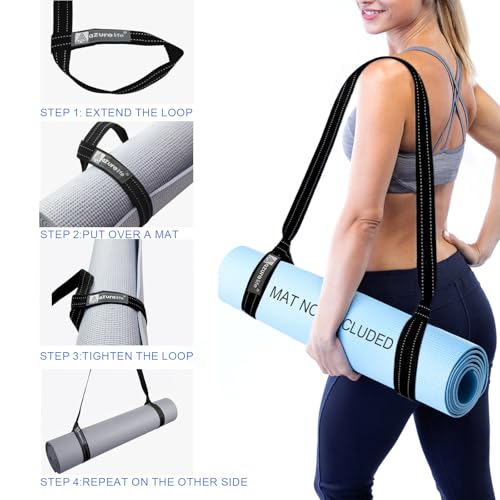 [MAT NOT Included] Yoga Mat Sling, Yoga Mat Straps for Carrying, Easy-Cinch Yoga Mat Holder Strap - color: #1-black
