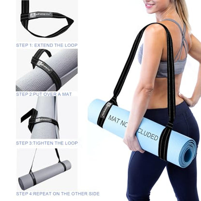 [MAT NOT Included] Yoga Mat Sling, Yoga Mat Straps for Carrying, Easy-Cinch Yoga Mat Holder Strap - color: #1-black
