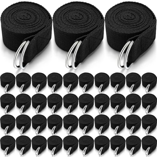 Yoga Strap Stretching Pilates Exercise Adjustable Straps 6 ft Non Elastic Yoga Belt with Adjustable D Ring Buckle for Pilates Gym Workouts Fitness - color: Black