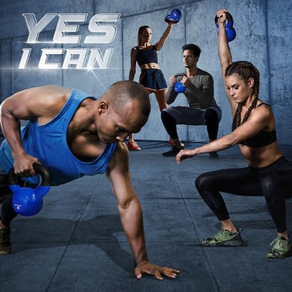 Yes4All Kettlebell, 5-100 LB Vinyl Coated Cast Iron Strength Training Kettlebells for Home Gym Exercises, Fitness, Full Body Workout Equipment, Push Ups, and Grip Strength - color: D. 20LB - Dark Blue, style: Vinyl Coated - Pair