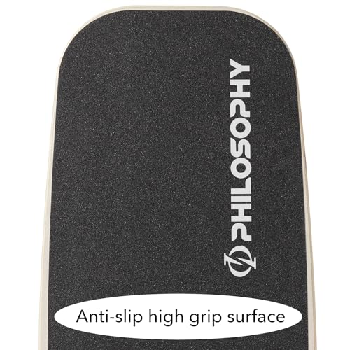 Philosophy Gym Balance Board - Wooden Balance Trainer with Adjustable Stoppers