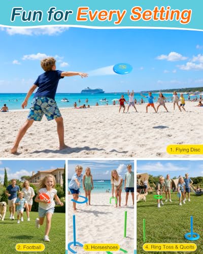 Kids Outdoor Toys Ages 4-8, 8-in-1 Backyard Games Set