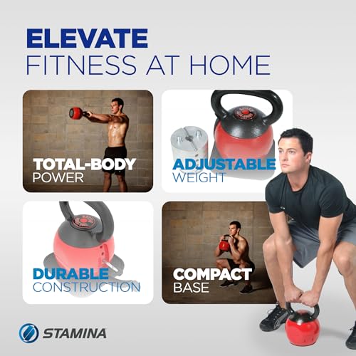 Stamina X Kettle Versa-Bell - 36 lbs Strength Training Kettlebell - Adjustable Kettlebell Weights with Smart Workout App - Kettlebell Weights for Home Workout | 36 lbs Strength Training Kettlebell; Adjustable Kettlebell Weights with Smart Workout App