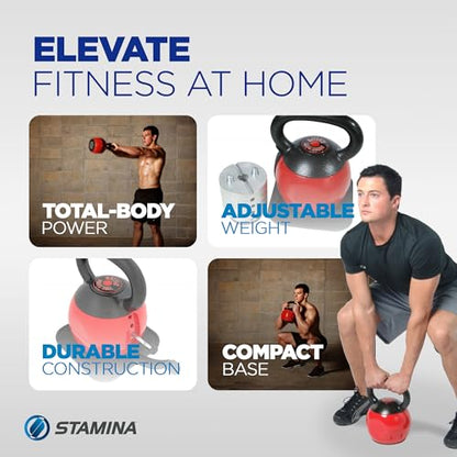 Stamina X Kettle Versa-Bell - 36 lbs Strength Training Kettlebell - Adjustable Kettlebell Weights with Smart Workout App - Kettlebell Weights for Home Workout | 36 lbs Strength Training Kettlebell; Adjustable Kettlebell Weights with Smart Workout App