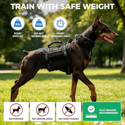Weighted Dog Vest for Medium and Large Dogs, Adjustable Dog Weight Vest with Weighted Collar, 4 Removable Weight Blocks for Exercise, Walking, Strength Training & Conditioning（L）