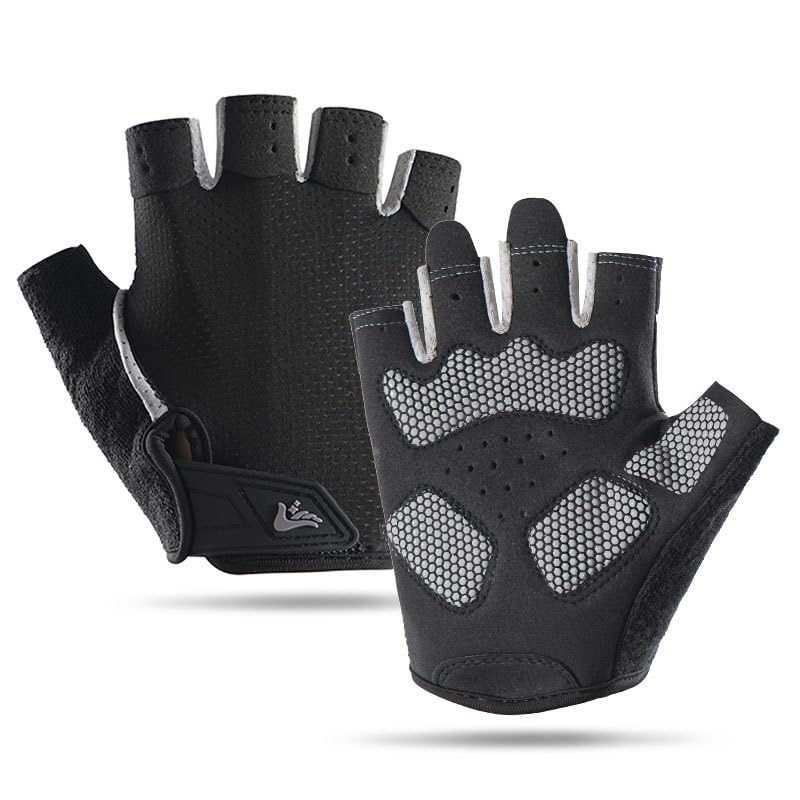 Half-Finger Workout Gloves Unisex - Anti Slip Exercise Gloves Gym Training - color: Black, size: Large