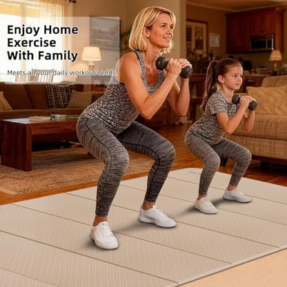 Large Yoga Mat, 74"x47.2" Extra Wide & Long Foldable Yoga Mat, 0.4" Thick Folding Yoga Mat, 2-Person Workout Mat for Home Gym, Extra Large Non-Slip Fitness Mat for HIIT, Yoga, Stretching, Portable Design for Easy Storage