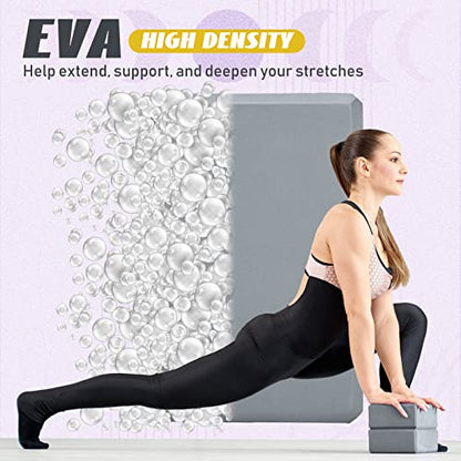 Wettarn 6 Pack Yoga Blocks 9 x 6 x 4 Inch EVA Foam Lightweight Non Slip Yoga Props for Pilates Stretching Meditation