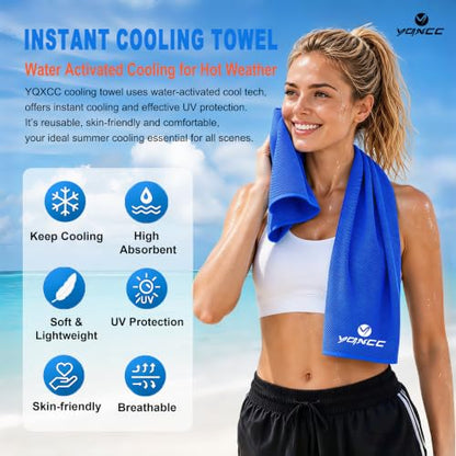 4 Pack Cooling Towels, Instant Cooling Neck Wraps, Ice Towel | 40" x 12" Soft Breathable Microfiber Chilly Towel for Face & Neck, Ideal for Gym, Yoga, Golf, Running, Camping & Hot Weather - color: Dark Blue, Light Blue, Dark Gray, Light Gray