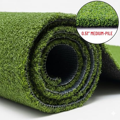 Ottomanson Artificial Grass Turf Runner Pro 31" x 20', Fake Grass Rug for Gym Turf Lane, Putting Green & Sled Training, Indoor Outdoor Turf Mat with Drainage Holes, UV Resistant