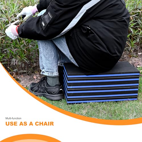 FOSHIO Foldable EVA Mat with Carrying Handles - Thick Kneeling Mat for Mechanics, Garage, Picnicking, Gardening, Camping, Home Gym - color: Blue
