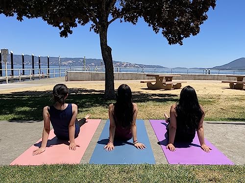 Premium Yoga Mat - 5mm Thick, Extra Wide & Long, Non-Slip Natural Rubber Base & PU Top, Anti-Tear, Ideal for Yoga, Pilates, and Fitness. - color: Blue