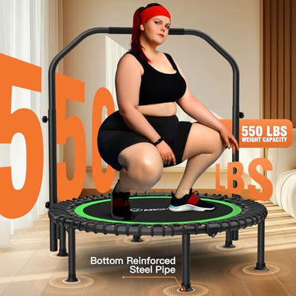 ANCHEER 40"/48" Foldable Mini Trampoline with Adjustable Handle for Adults - color: Deep Green, size: 48 inch