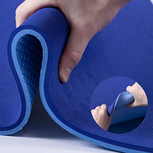 JELS Extra Thick Yoga Mat, 2/5 inch, Ergonomic 3D Non Slip Design, SGS Certified TPE Material, Yoga Mat for Men Women with Carrying Strap,Exercises Mat for Yoga, Pilates and Floor Workout(72"x26")…