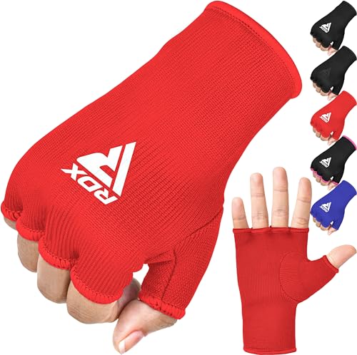 RDX Boxing Hand Wraps Inner Gloves Men Women, Half Finger Elasticated Bandages, Under Mitts Fist Protection, Muay Thai, Kickboxing, MMA, Martial Arts Speed Bag Punching Training - color: Red White, size: Medium