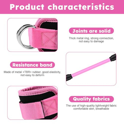 Ankle Resistance Bands with Cuffs, Elastic Resistance Band Set With Storage Bag Glutes Workout Equipment, Leg Butt Training Exercise Equipment for Kickbacks Hip